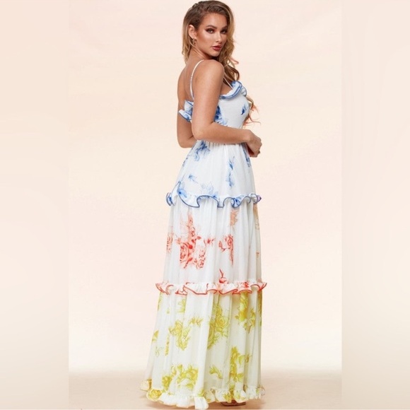 NWT Latiste Women’s White and Colorful Tired Maxi Dress - Picture 5 of 10